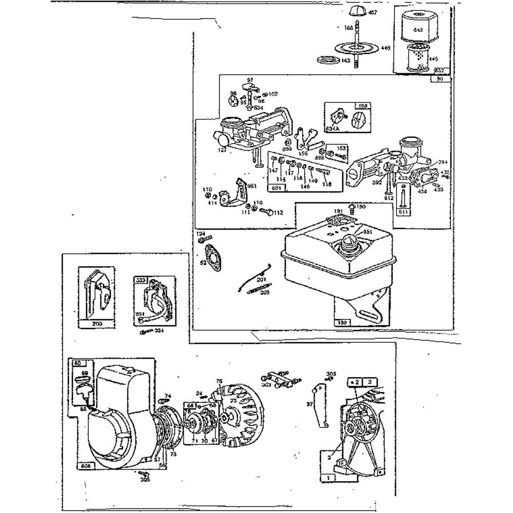 Flywheel Assembly Diagram and Parts List for 6B 1863-01 - 1863-01 Briggs and Stratton Engine